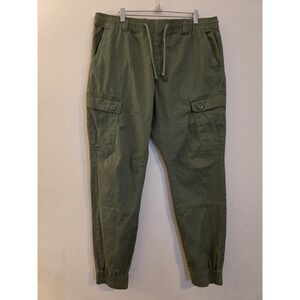 Liquid Venom Men's Sz XL Green Elastic Waist Drawstring Cotton Blend Cargo Pants